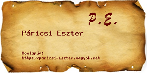 Páricsi Eszter névjegykártya