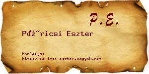 Páricsi Eszter névjegykártya